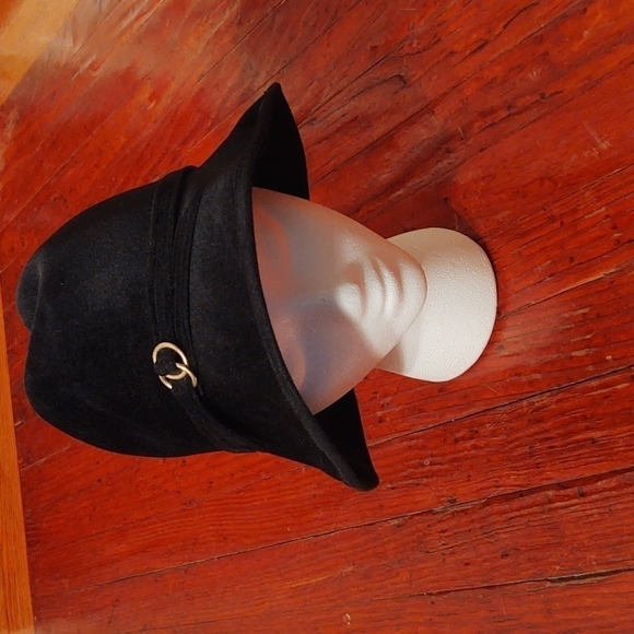 Vintage Midinette Black Velvet Cloche Hat
